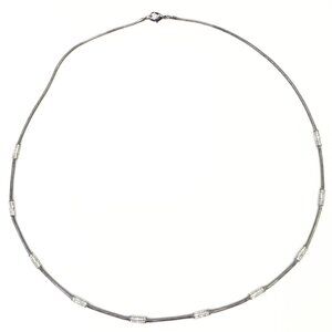 Women's Gunmetal and Rhinestone Crystal Barrel Bead Necklace